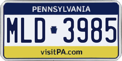 PA license plate MLD3985