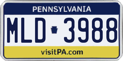 PA license plate MLD3988
