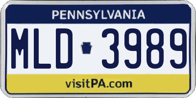 PA license plate MLD3989