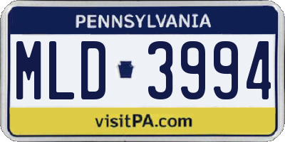 PA license plate MLD3994
