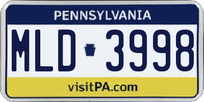PA license plate MLD3998