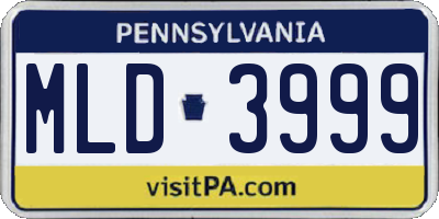 PA license plate MLD3999