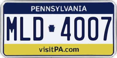 PA license plate MLD4007