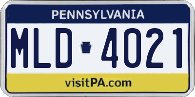PA license plate MLD4021