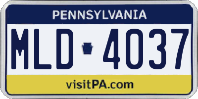 PA license plate MLD4037