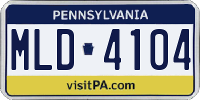 PA license plate MLD4104