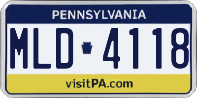 PA license plate MLD4118