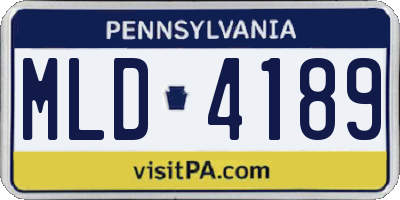 PA license plate MLD4189