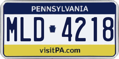 PA license plate MLD4218