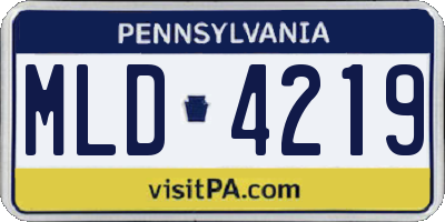 PA license plate MLD4219