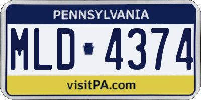 PA license plate MLD4374