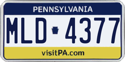 PA license plate MLD4377