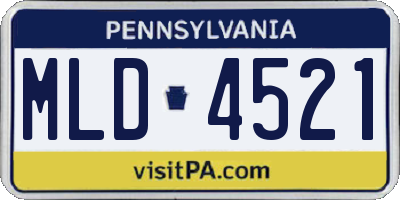 PA license plate MLD4521