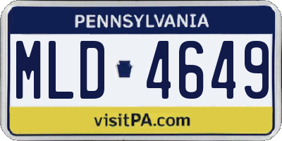PA license plate MLD4649