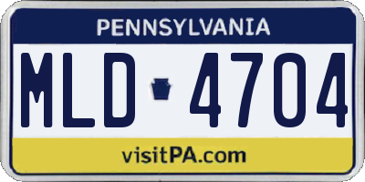 PA license plate MLD4704
