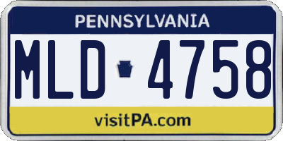 PA license plate MLD4758