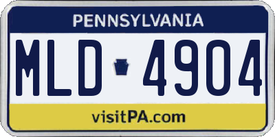 PA license plate MLD4904