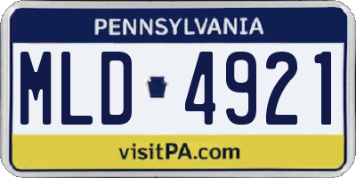 PA license plate MLD4921
