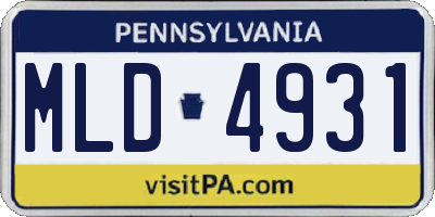 PA license plate MLD4931