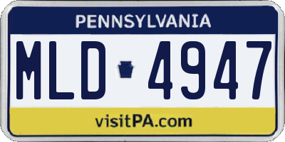 PA license plate MLD4947