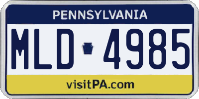 PA license plate MLD4985