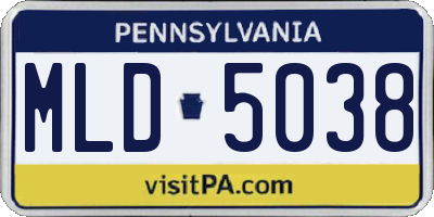 PA license plate MLD5038