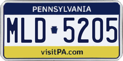 PA license plate MLD5205