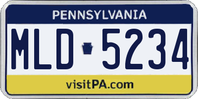 PA license plate MLD5234
