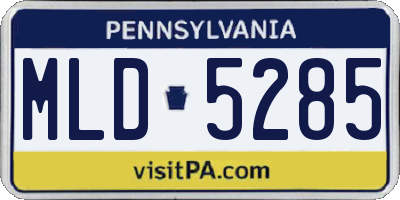 PA license plate MLD5285