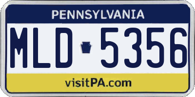 PA license plate MLD5356