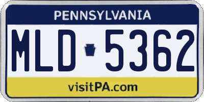 PA license plate MLD5362