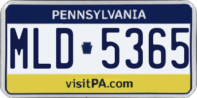 PA license plate MLD5365