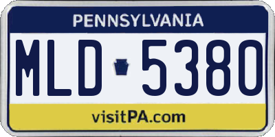 PA license plate MLD5380