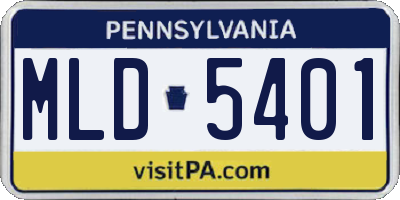 PA license plate MLD5401