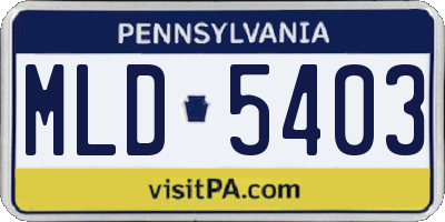 PA license plate MLD5403