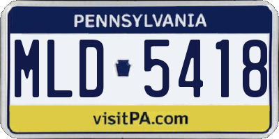 PA license plate MLD5418
