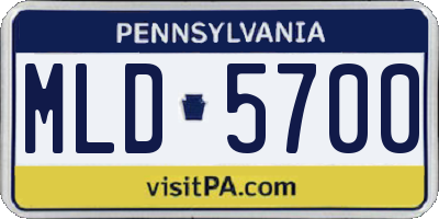 PA license plate MLD5700