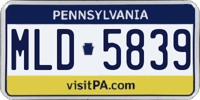 PA license plate MLD5839