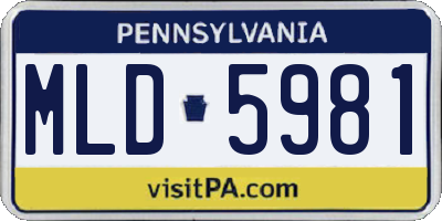 PA license plate MLD5981