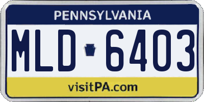 PA license plate MLD6403