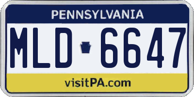 PA license plate MLD6647