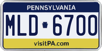 PA license plate MLD6700