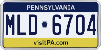 PA license plate MLD6704