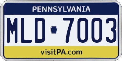PA license plate MLD7003