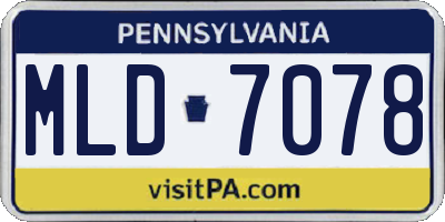 PA license plate MLD7078