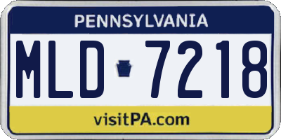 PA license plate MLD7218