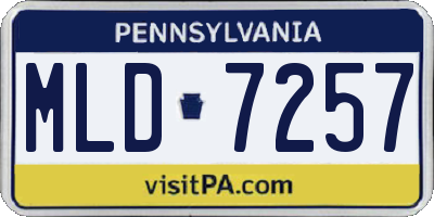 PA license plate MLD7257