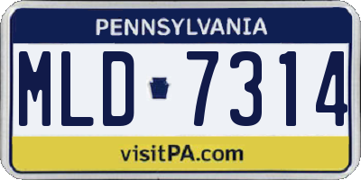 PA license plate MLD7314