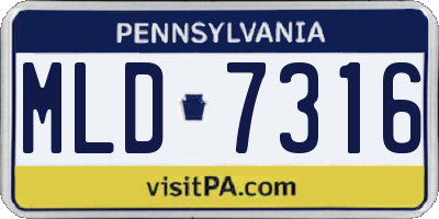 PA license plate MLD7316