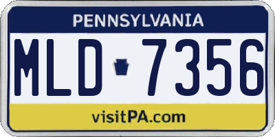 PA license plate MLD7356